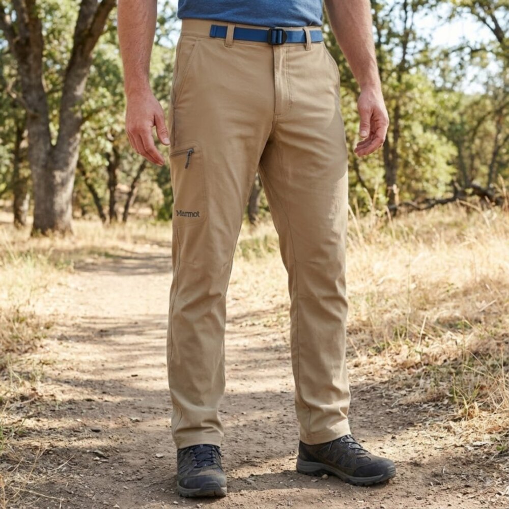 Marmot Arch Rock Pants Men's 40 Khaki Nylon Hiking Belted Outdoor‎ Lightweight